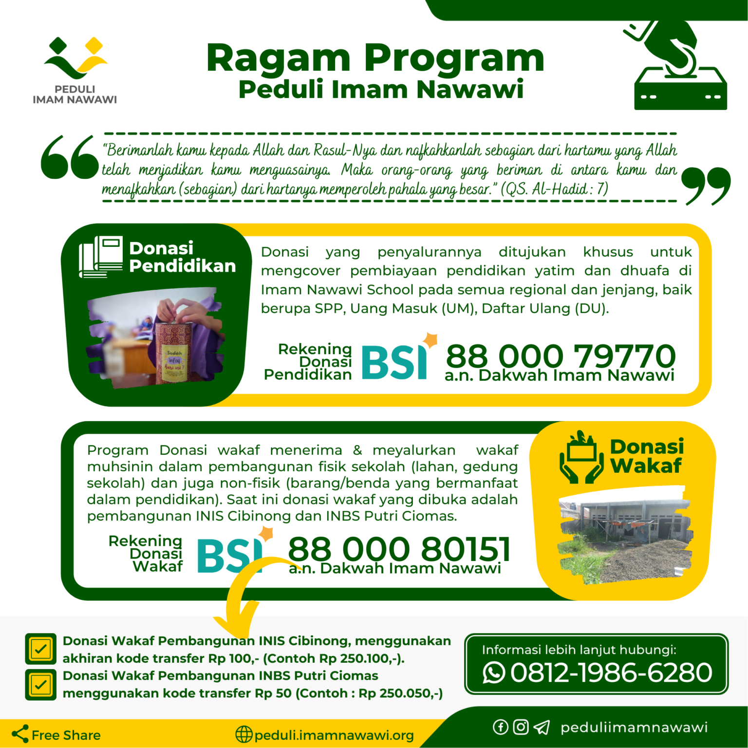 Poster Ragam Program Peduli Imam Nawawi – Divisi Sosial Imam Nawawi