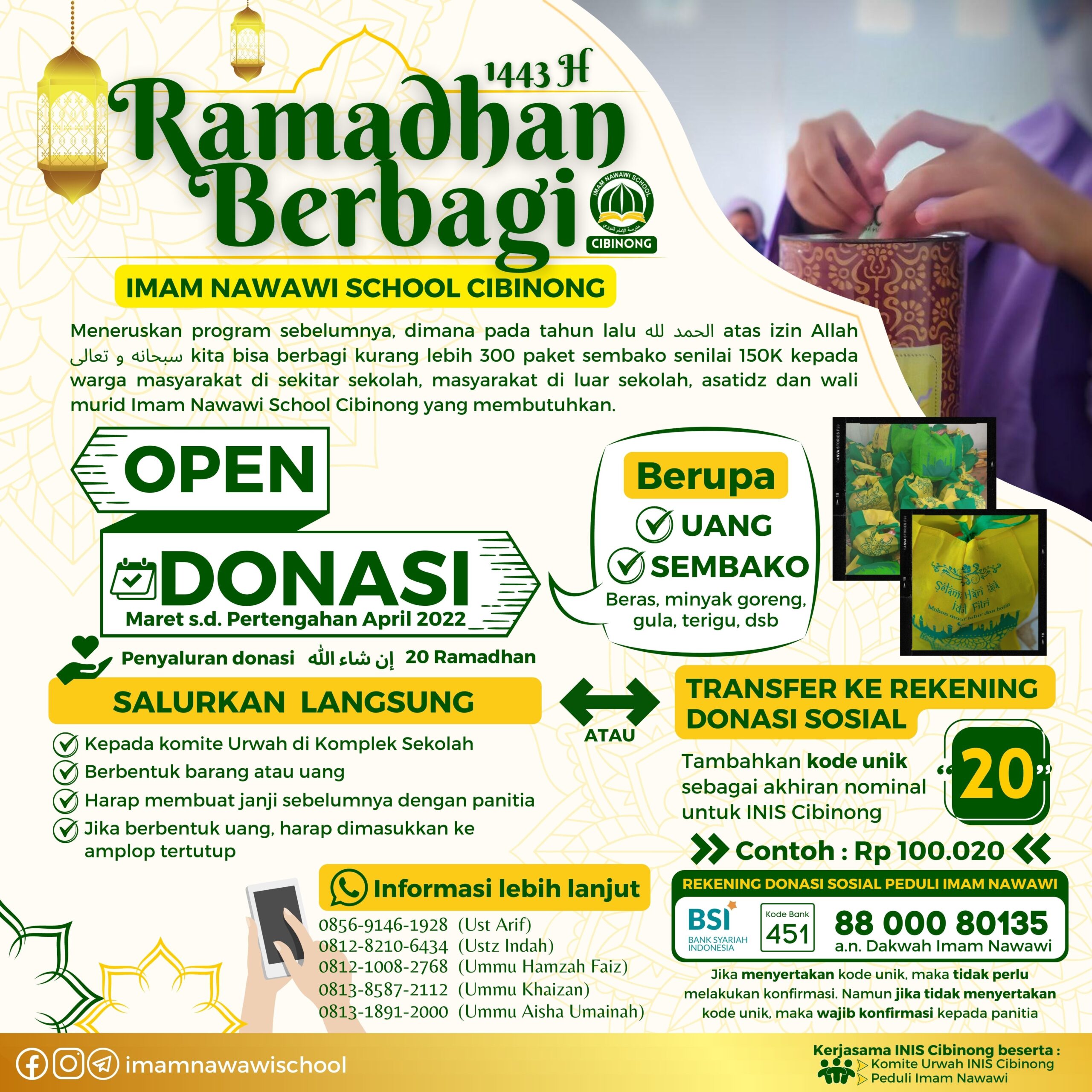 Read more about the article Ramadhan Berbagi 1443 H – Imam Nawawi School Cibinong