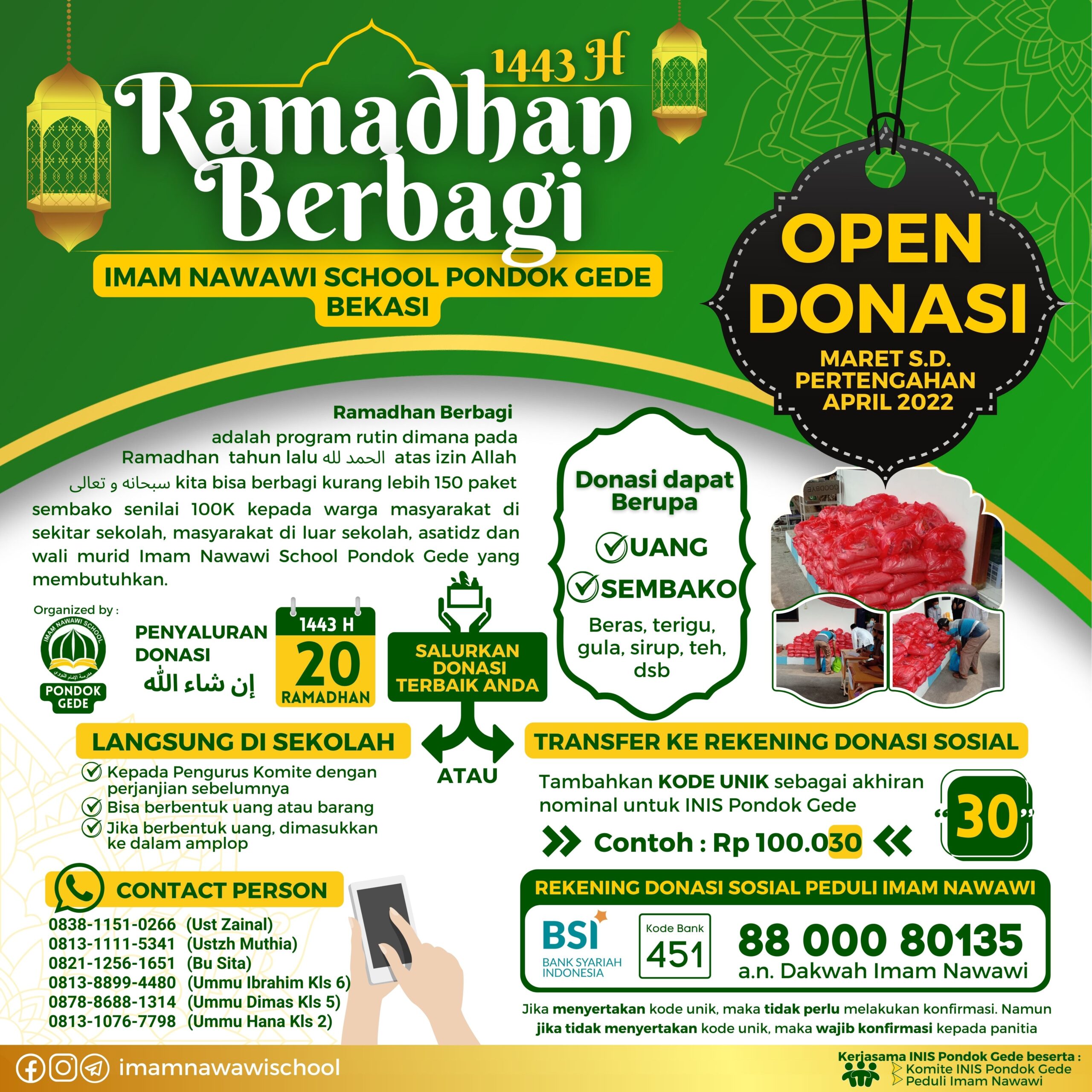 Read more about the article Ramadhan Berbagi 1443 H – Imam Nawawi School Pondok Gede Bekasi